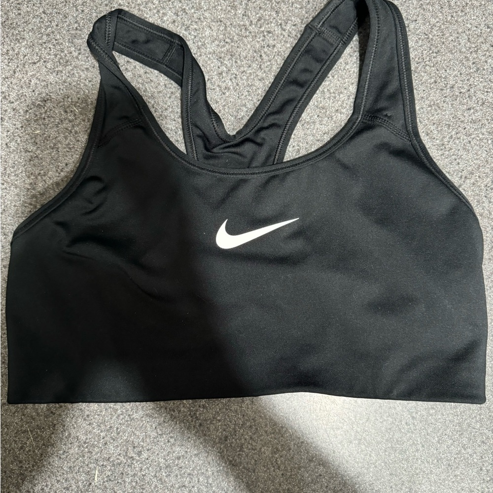 Nike Women's Black Sports Bra with White Logo